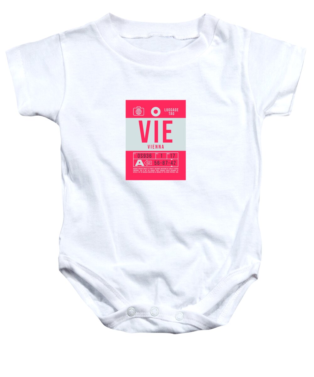 Airline Baby Onesie featuring the digital art Luggage Tag B - VIE Vienna Austria by Organic Synthesis