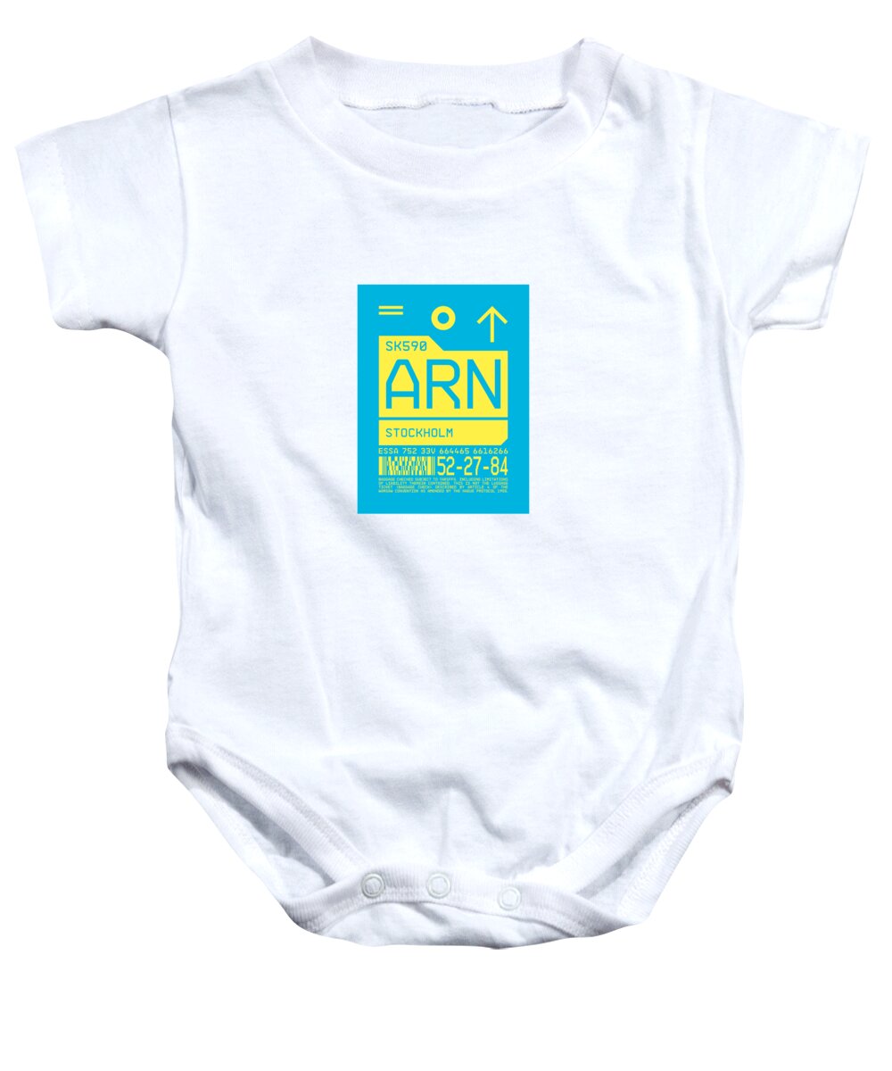 Airline Baby Onesie featuring the digital art Luggage Tag C - ARN Stockholm Sweden by Organic Synthesis
