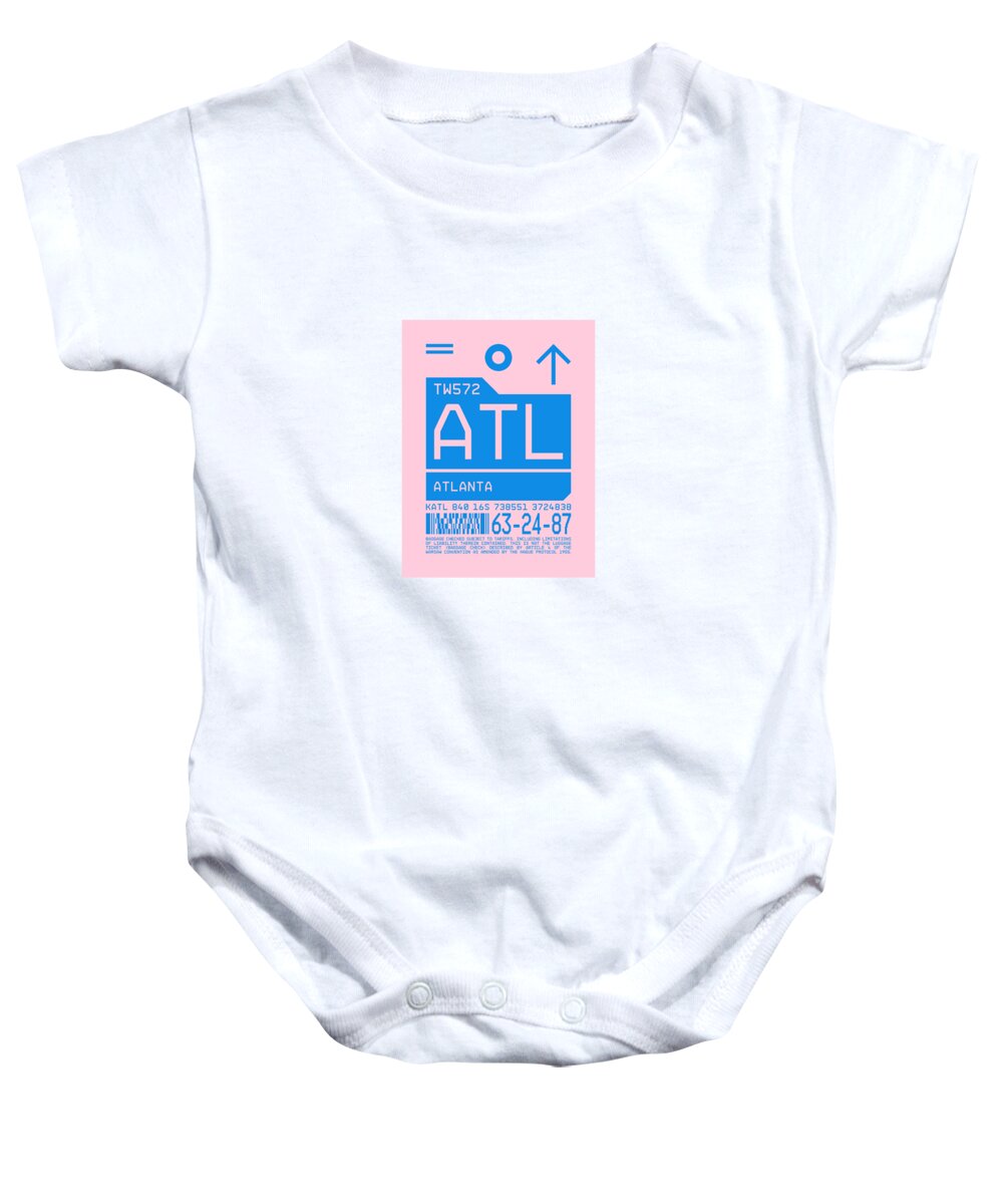Airline Baby Onesie featuring the digital art Luggage Tag C - ATL Atlanta USA by Organic Synthesis