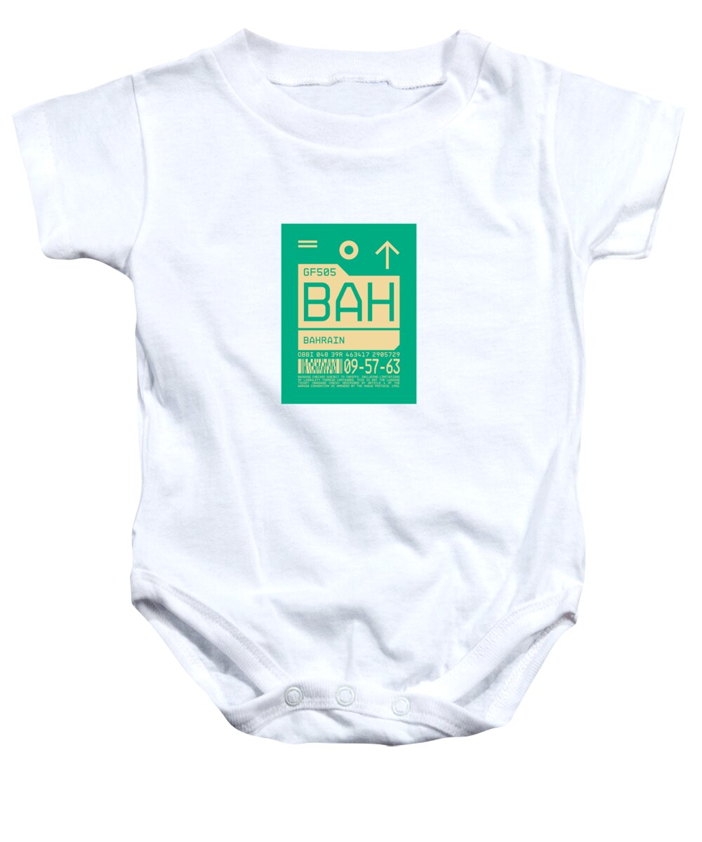 Airline Baby Onesie featuring the digital art Luggage Tag C - BAH Bahrain by Organic Synthesis