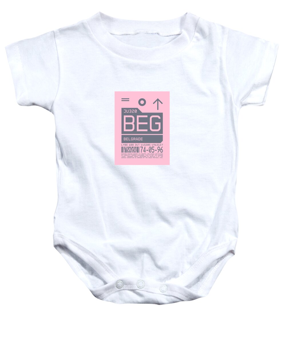 Airline Baby Onesie featuring the digital art Luggage Tag C - BEG Belgrade Serbia by Organic Synthesis