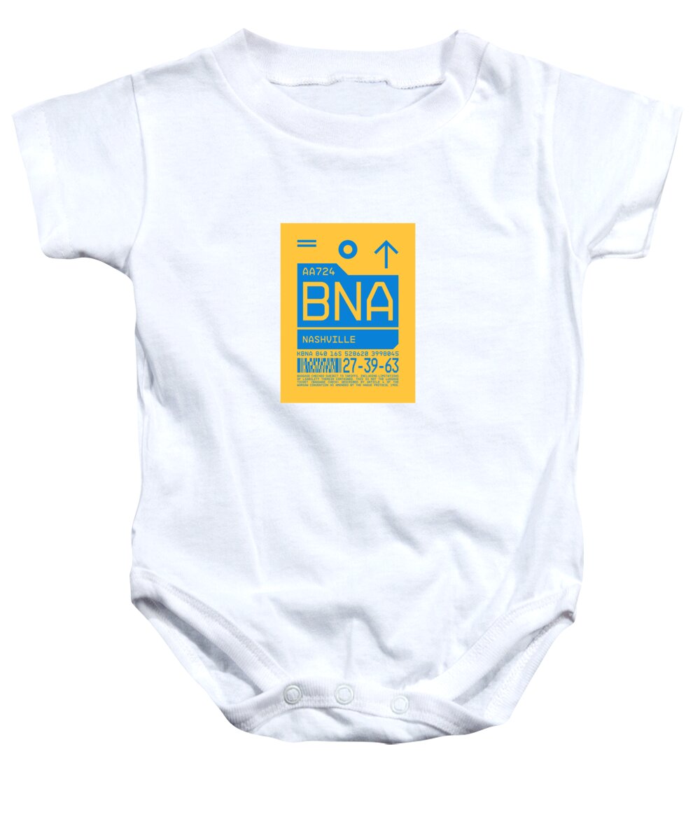 Airline Baby Onesie featuring the digital art Luggage Tag C - BNA Nashville USA by Organic Synthesis
