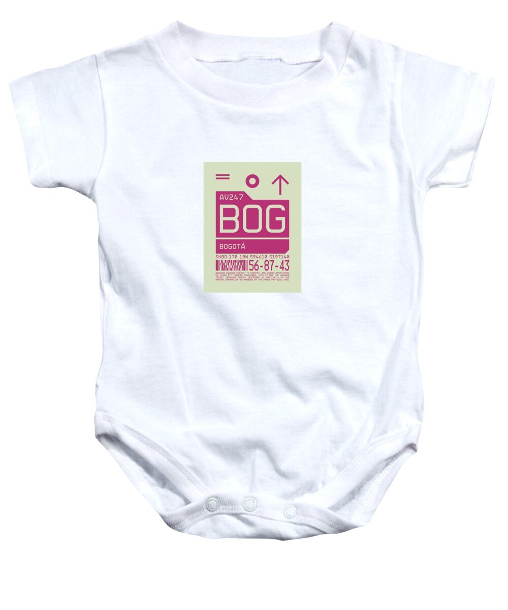Airline Baby Onesie featuring the digital art Luggage Tag C - BOG Bogota Colombia by Organic Synthesis