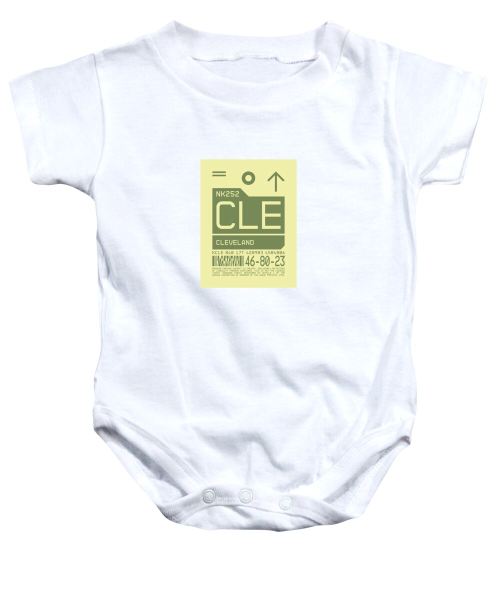 Airline Baby Onesie featuring the digital art Luggage Tag C - CLE Cleveland USA by Organic Synthesis