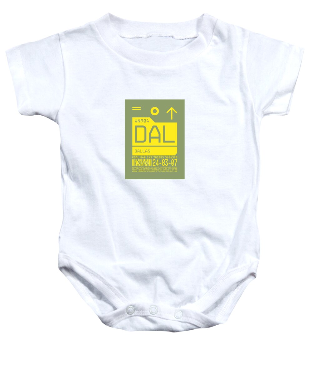 Airline Baby Onesie featuring the digital art Luggage Tag C - DAL Dallas USA by Organic Synthesis