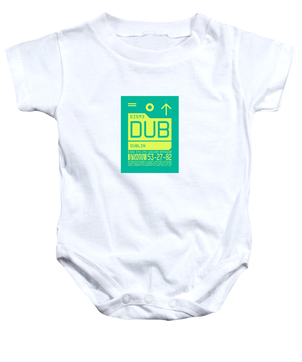 Airline Baby Onesie featuring the digital art Luggage Tag C - DUB Dublin Ireland by Organic Synthesis