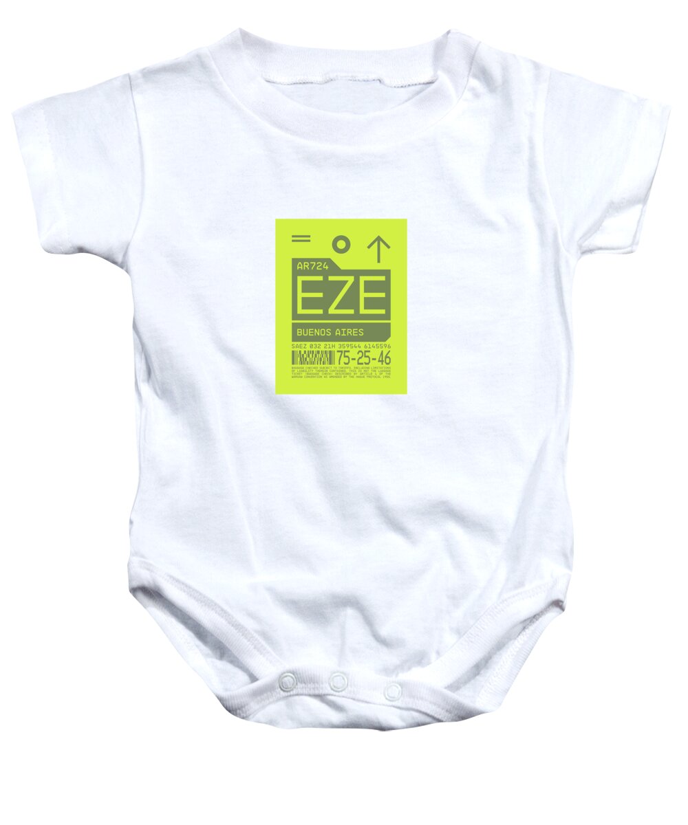 Airline Baby Onesie featuring the digital art Luggage Tag C - EZE Buenos Aires Argentina by Organic Synthesis