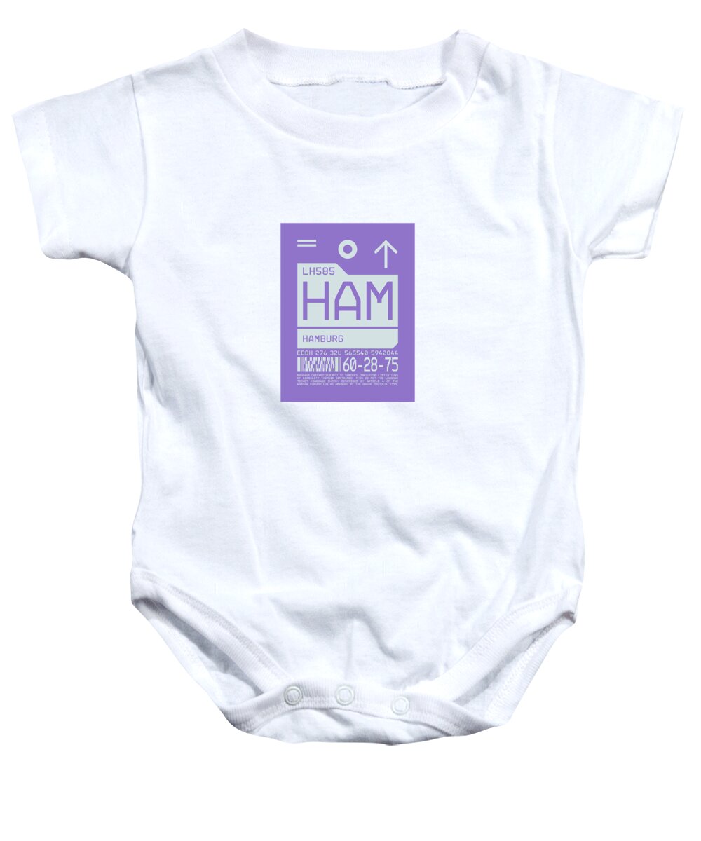 Airline Baby Onesie featuring the digital art Luggage Tag C - HAM Hamburg Germany by Organic Synthesis