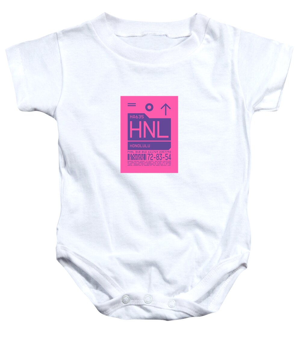 Airline Baby Onesie featuring the digital art Luggage Tag C - HNL Honolulu Hawaii USA by Organic Synthesis
