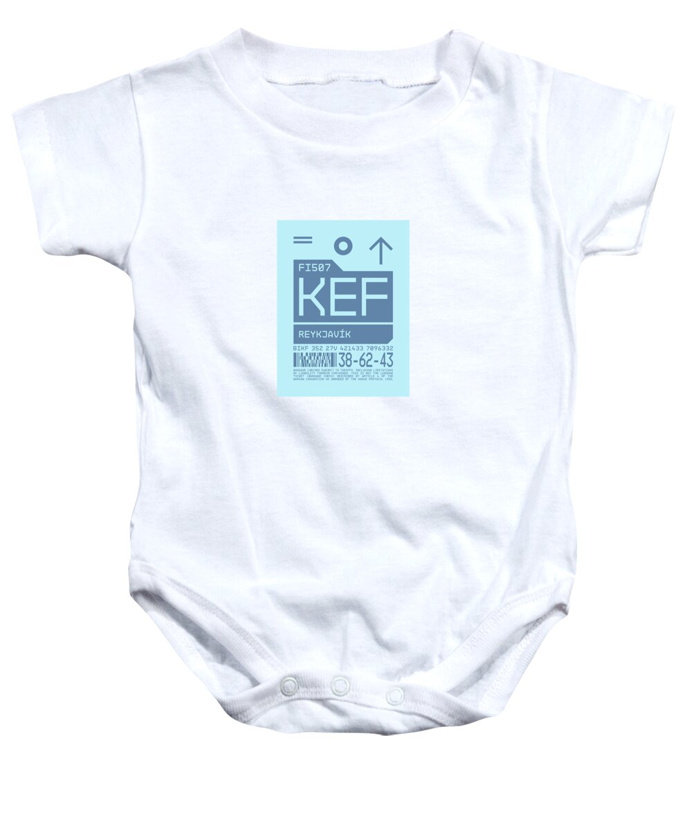 Airline Baby Onesie featuring the digital art Luggage Tag C - KEF Reykjavik Iceland by Organic Synthesis