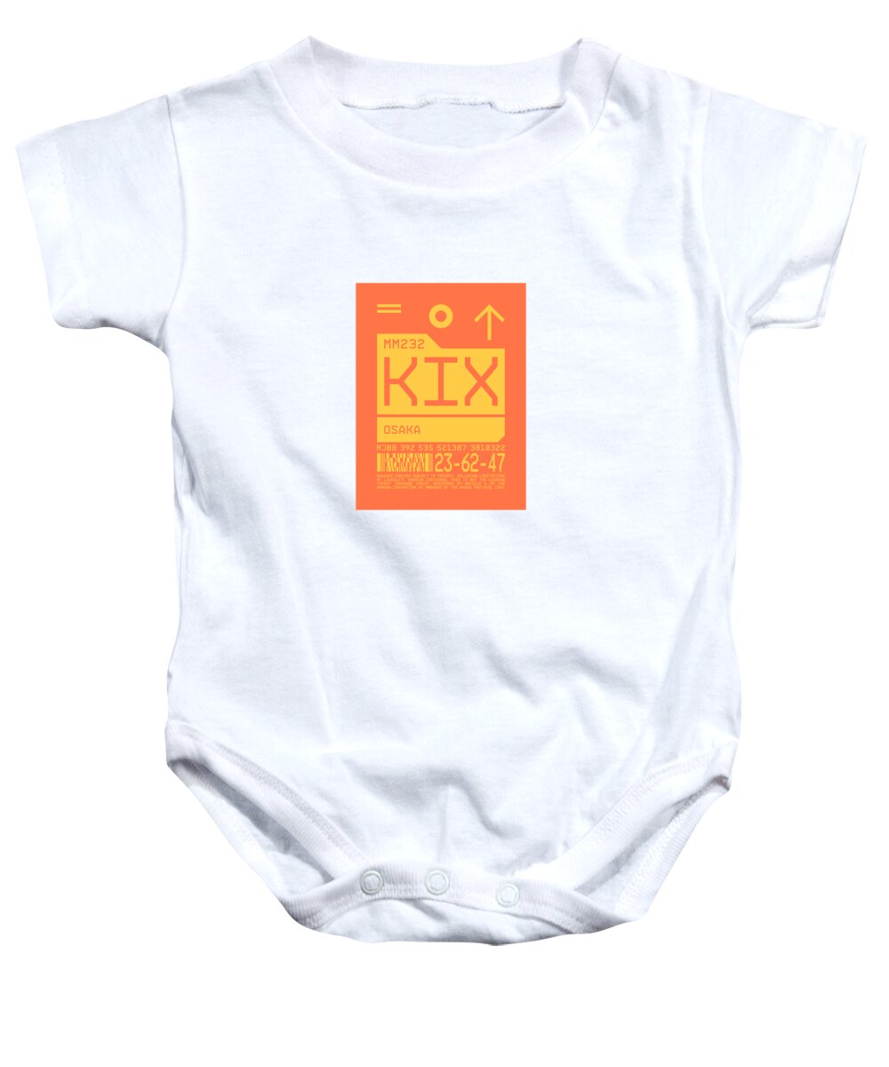 Airline Baby Onesie featuring the digital art Luggage Tag C - KIX Osaka Japan by Organic Synthesis