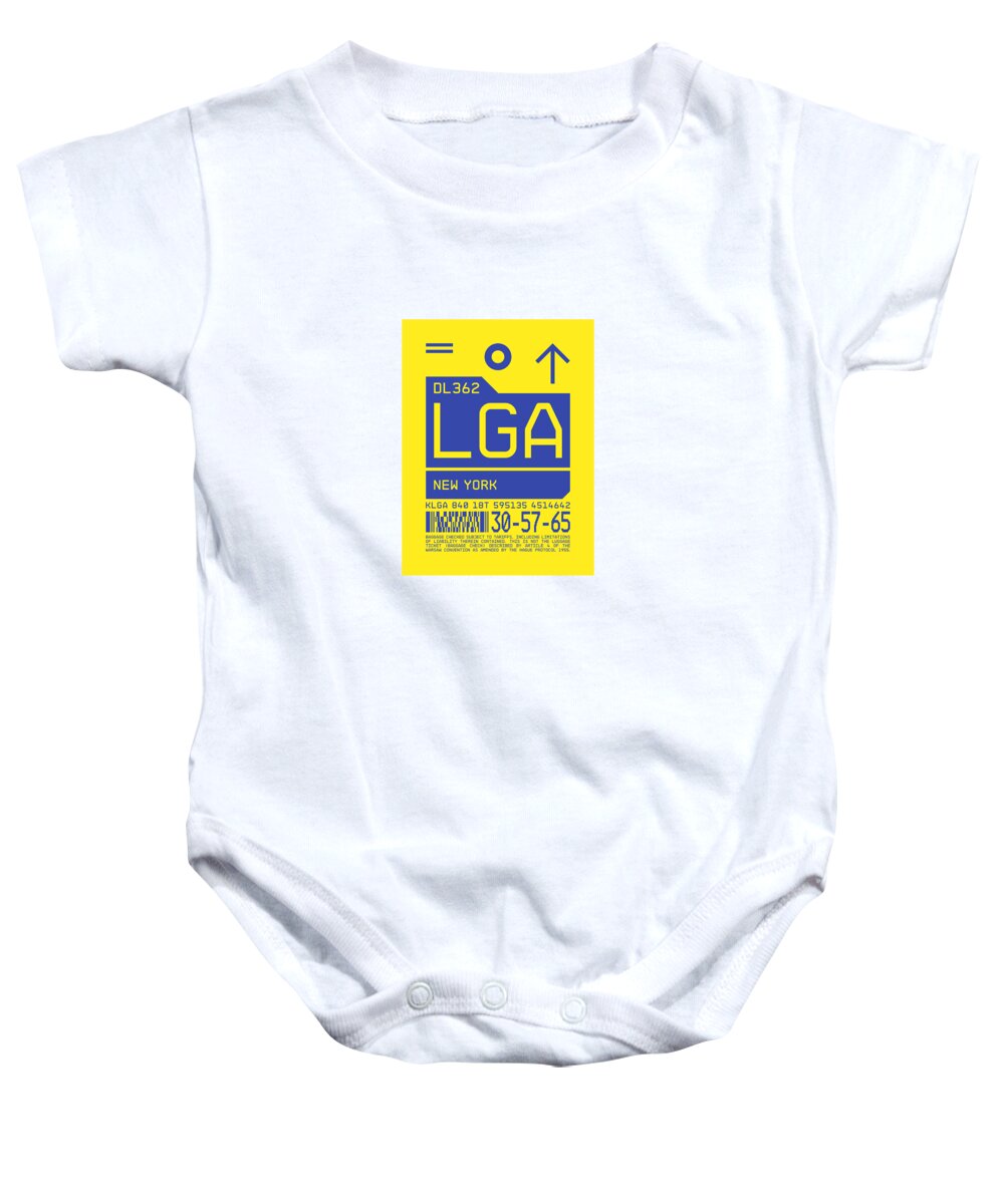 Airline Baby Onesie featuring the digital art Luggage Tag C - LGA New York USA by Organic Synthesis