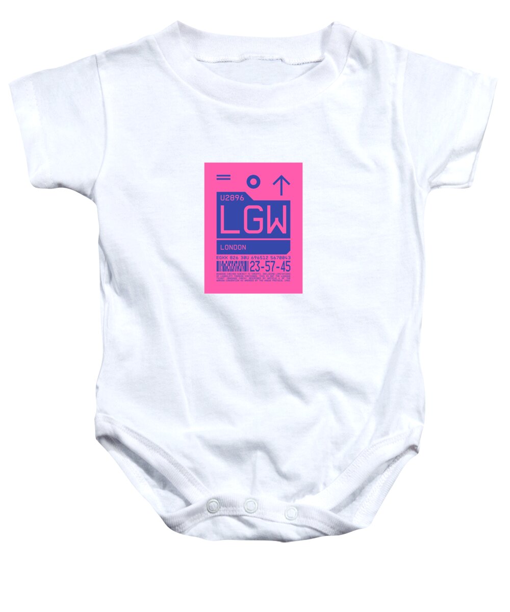 Airline Baby Onesie featuring the digital art Luggage Tag C - LGW London England UK by Organic Synthesis