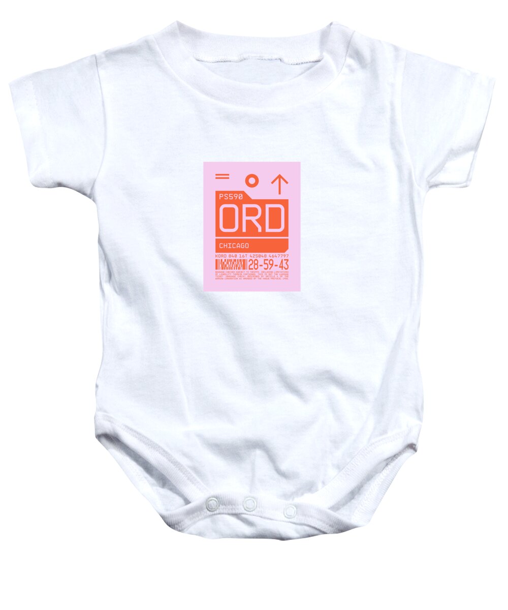 Airline Baby Onesie featuring the digital art Luggage Tag C - ORD Chicago USA by Organic Synthesis