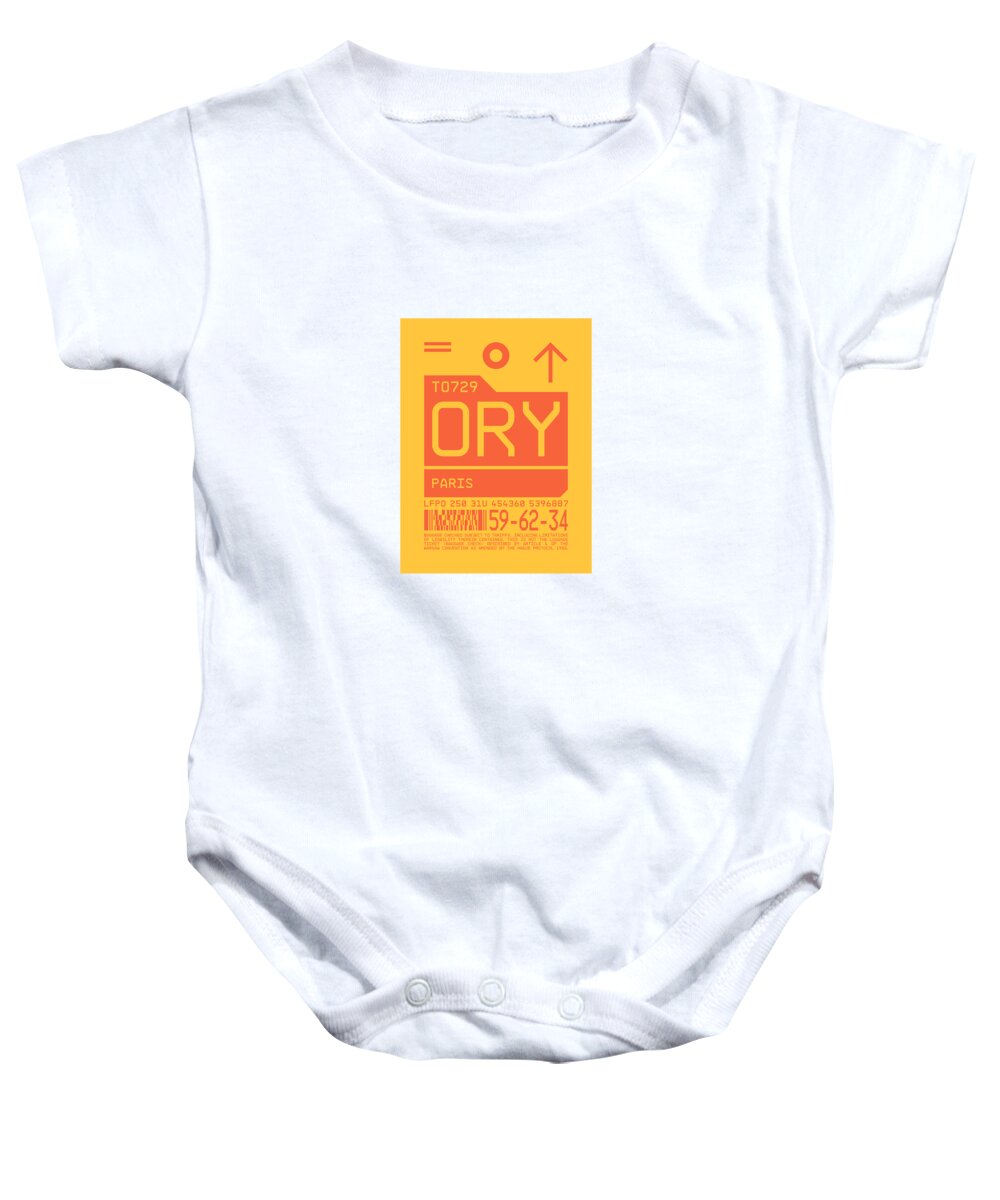 Airline Baby Onesie featuring the digital art Luggage Tag C - ORY Paris France by Organic Synthesis