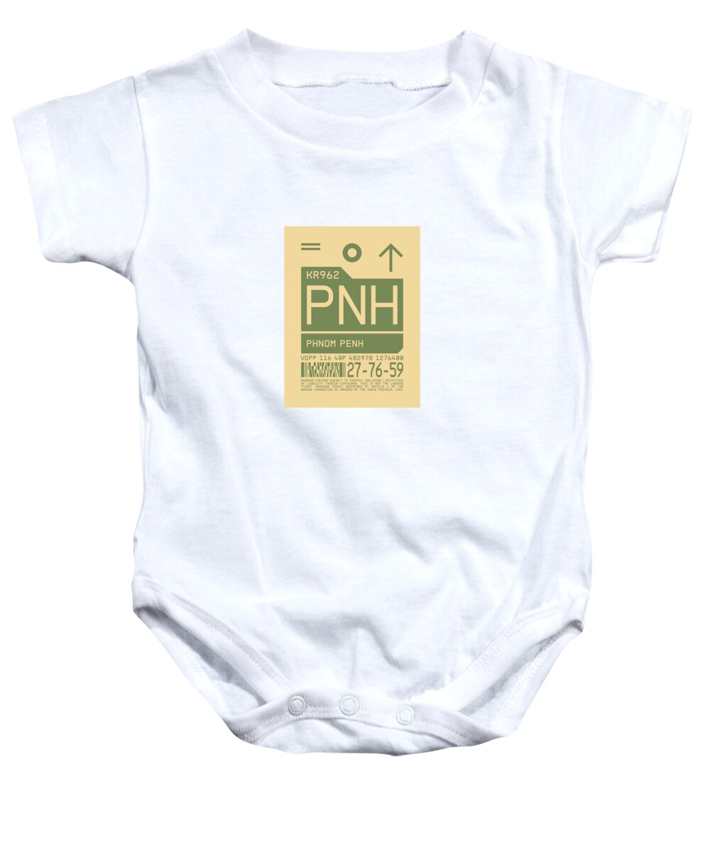 Airline Baby Onesie featuring the digital art Luggage Tag C - PNH Phnom Penh Cambodia by Organic Synthesis