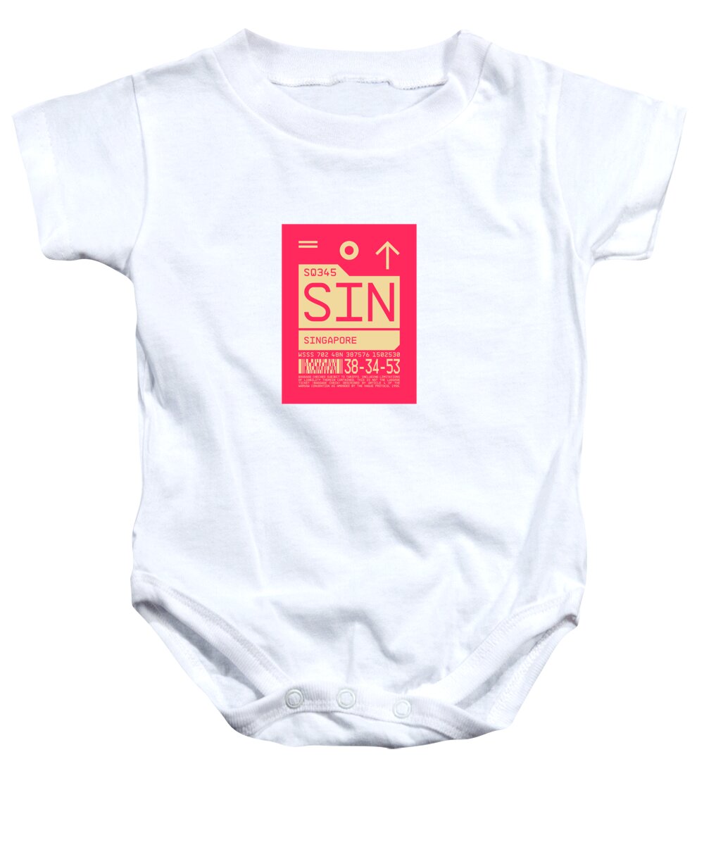 Airline Baby Onesie featuring the digital art Luggage Tag C - SIN Singapore by Organic Synthesis