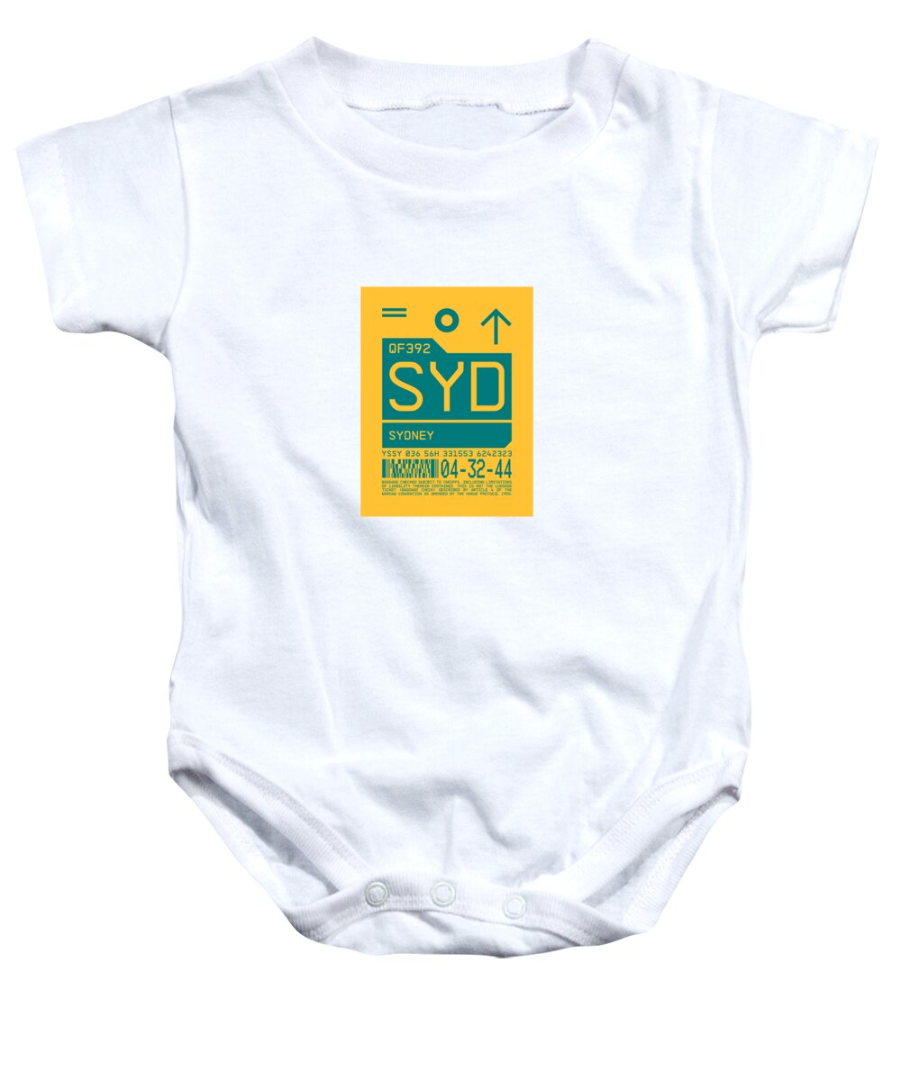 Airline Baby Onesie featuring the digital art Luggage Tag C - SYD Sydney Australia by Organic Synthesis