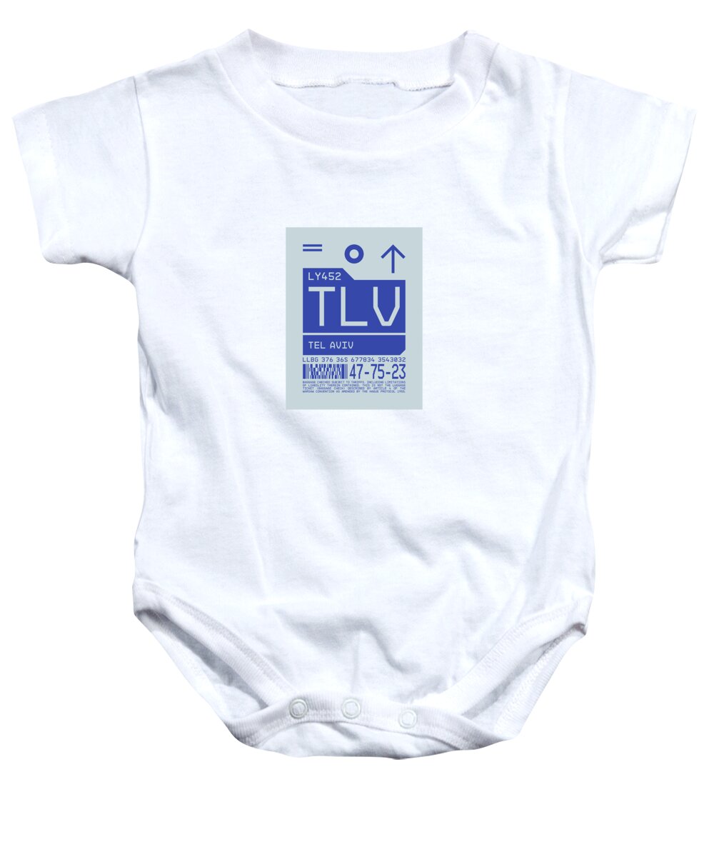 Airline Baby Onesie featuring the digital art Luggage Tag C - TLV Tel Aviv Israel by Organic Synthesis