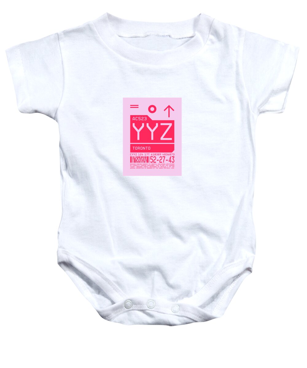 Airline Baby Onesie featuring the digital art Luggage Tag C - YYZ Toronto Canada by Organic Synthesis