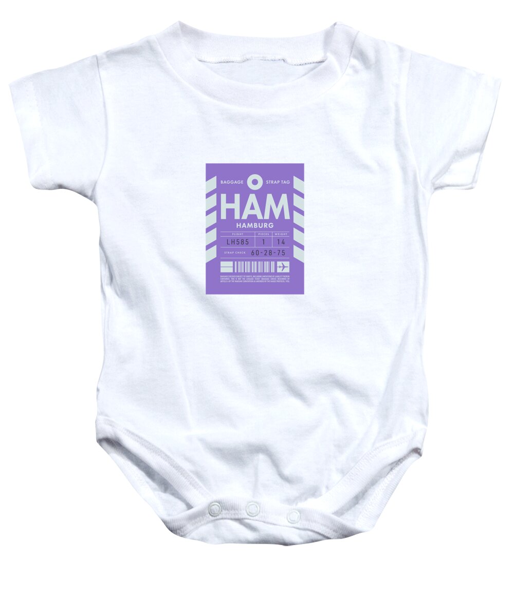 Airline Baby Onesie featuring the digital art Luggage Tag D - HAM Hamburg Germany by Organic Synthesis