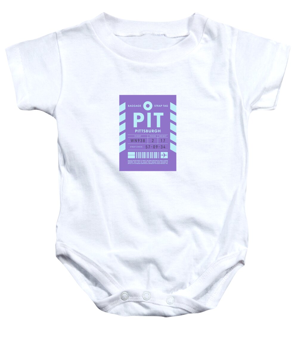 Airline Baby Onesie featuring the digital art Luggage Tag D - PIT Pittsburgh USA by Organic Synthesis