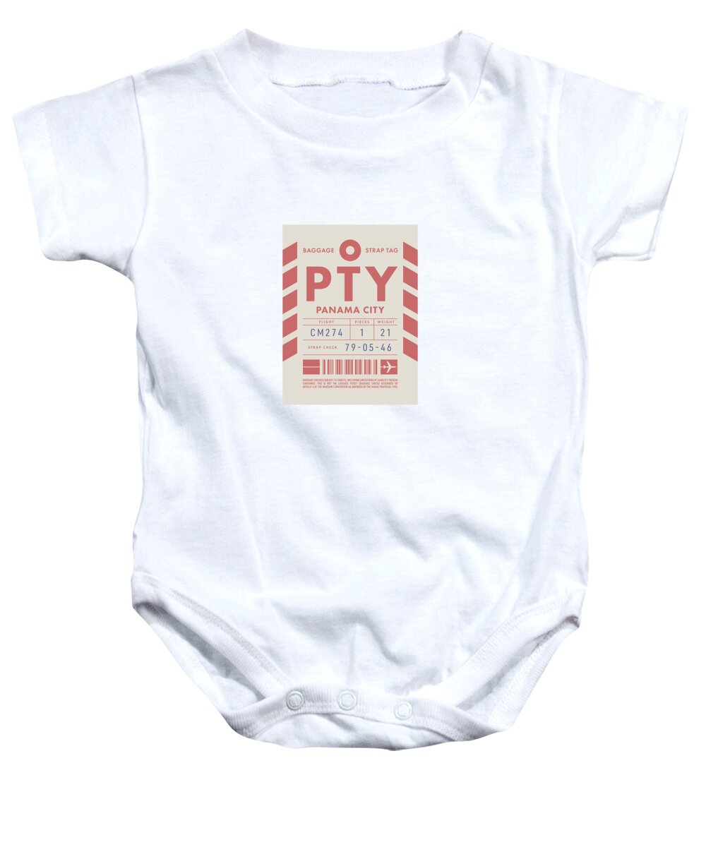 Airline Baby Onesie featuring the digital art Luggage Tag D - PTY Panama City by Organic Synthesis