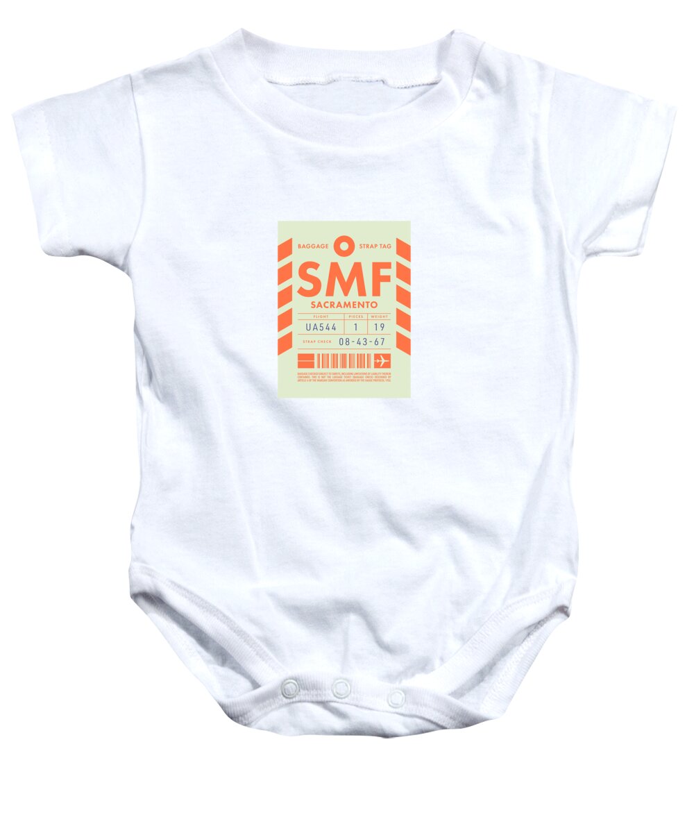 Airline Baby Onesie featuring the digital art Luggage Tag D - SMF Sacramento USA by Organic Synthesis