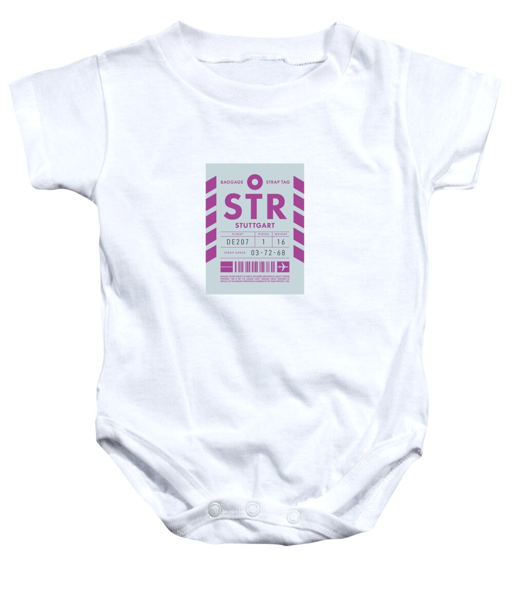 Airline Baby Onesie featuring the digital art Luggage Tag D - STR Stuttgart Germany by Organic Synthesis