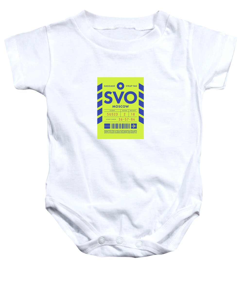 Airline Baby Onesie featuring the digital art Luggage Tag D - SVO Moscow Russia by Organic Synthesis