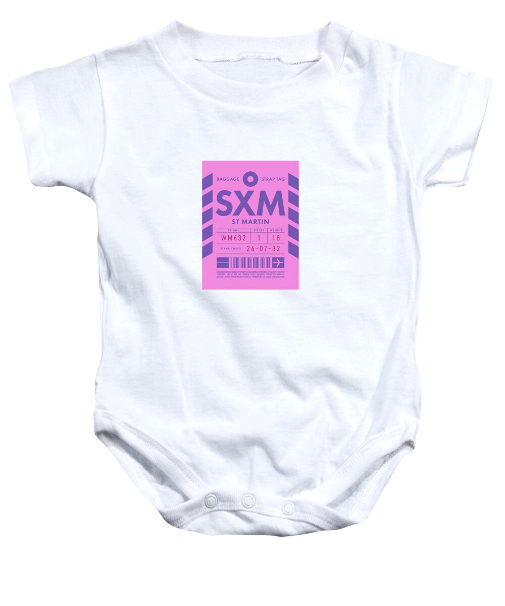 Airline Baby Onesie featuring the digital art Luggage Tag D - SXM Saint Martin Netherlands by Organic Synthesis
