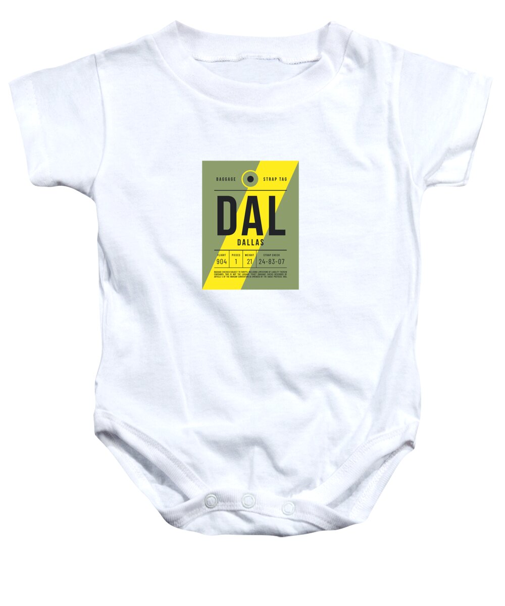 Airline Baby Onesie featuring the digital art Luggage Tag E - DAL Dallas USA by Organic Synthesis