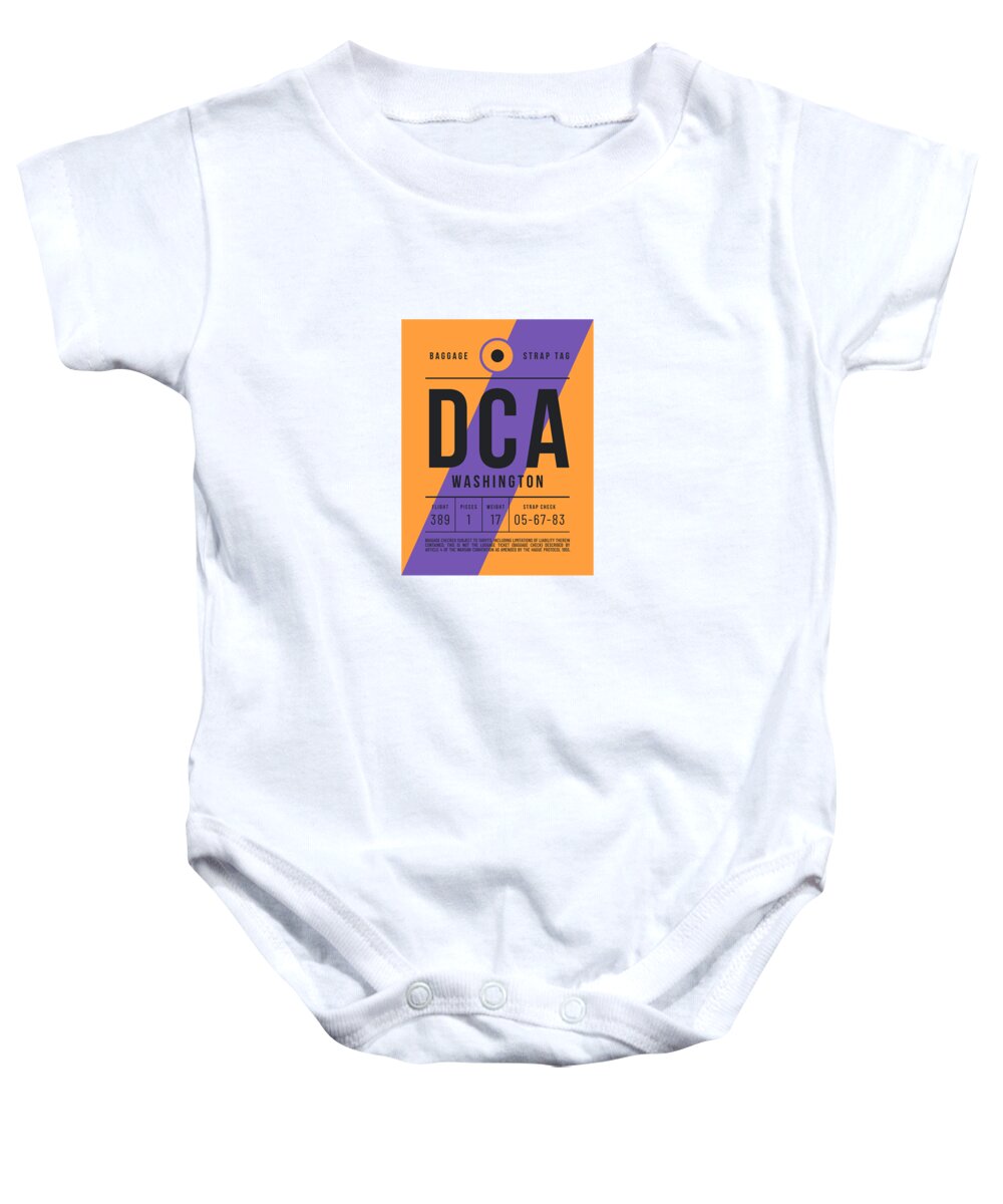Airline Baby Onesie featuring the digital art Luggage Tag E - DCA Washington USA by Organic Synthesis