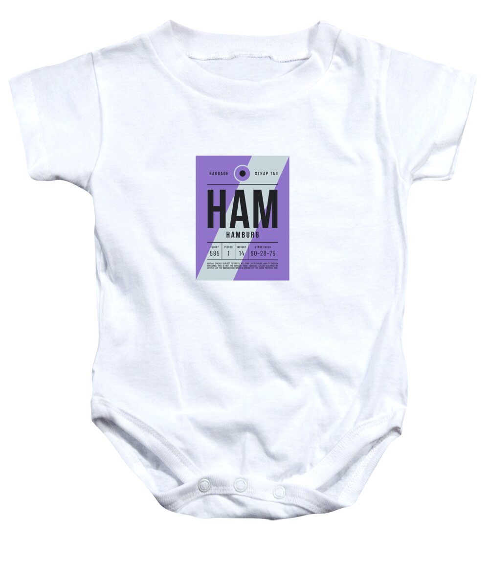 Airline Baby Onesie featuring the digital art Luggage Tag E - HAM Hamburg Germany by Organic Synthesis