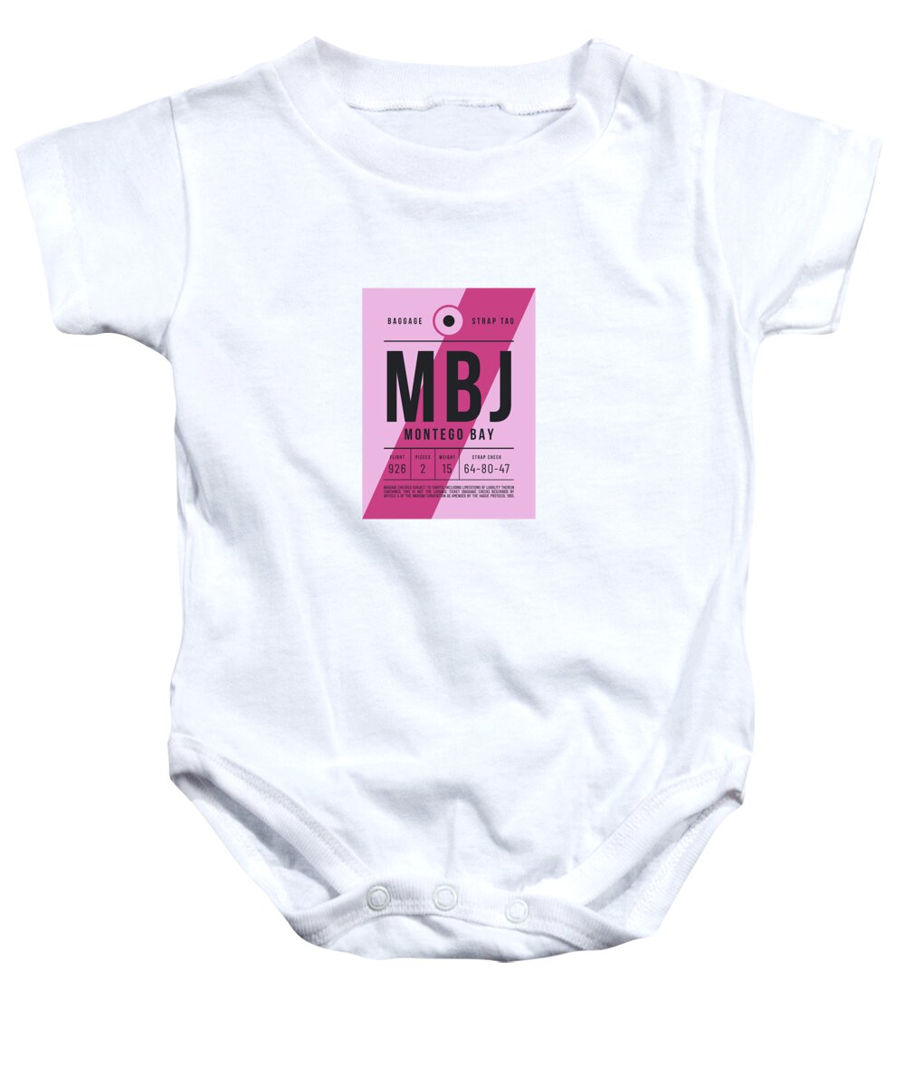 Airline Baby Onesie featuring the digital art Luggage Tag E - MBJ Montego Bay Jamaica by Organic Synthesis