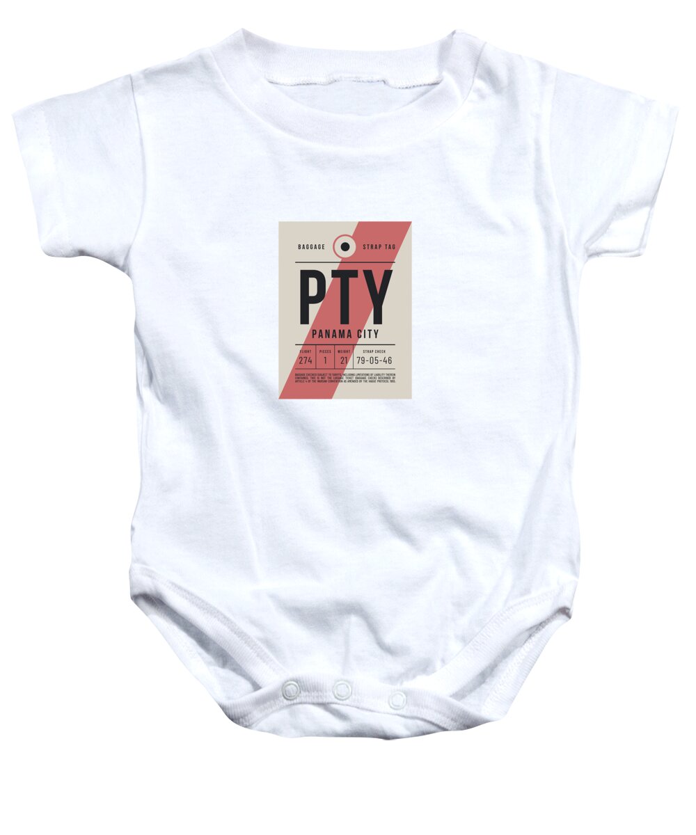Airline Baby Onesie featuring the digital art Luggage Tag E - PTY Panama City by Organic Synthesis