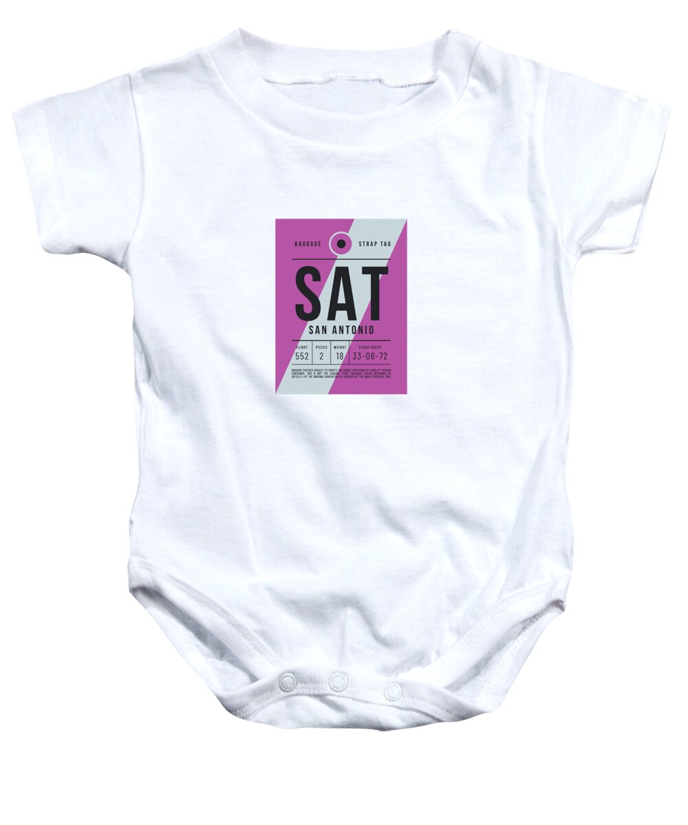 Airline Baby Onesie featuring the digital art Luggage Tag E - SAT San Antonio USA by Organic Synthesis