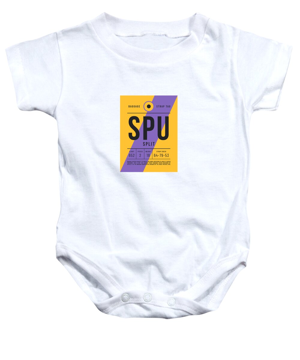 Airline Baby Onesie featuring the digital art Luggage Tag E - SPU Split Croatia by Organic Synthesis