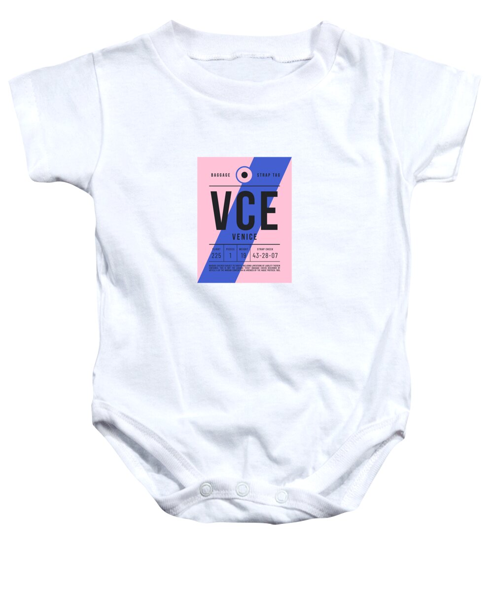 Airline Baby Onesie featuring the digital art Luggage Tag E - VCE Venice Italy by Organic Synthesis