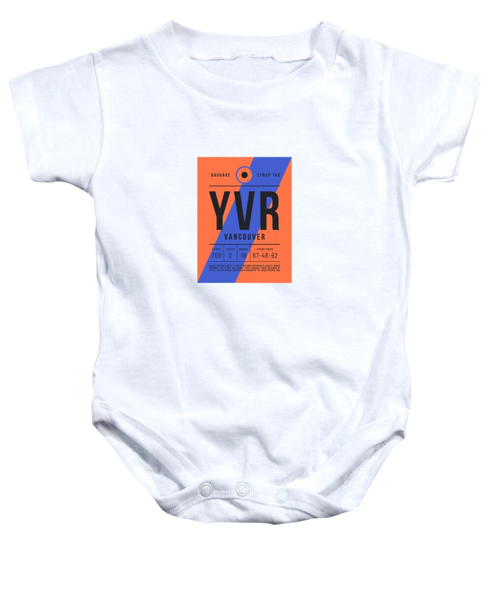 Airline Baby Onesie featuring the digital art Luggage Tag E - YVR Vancouver Canada by Organic Synthesis