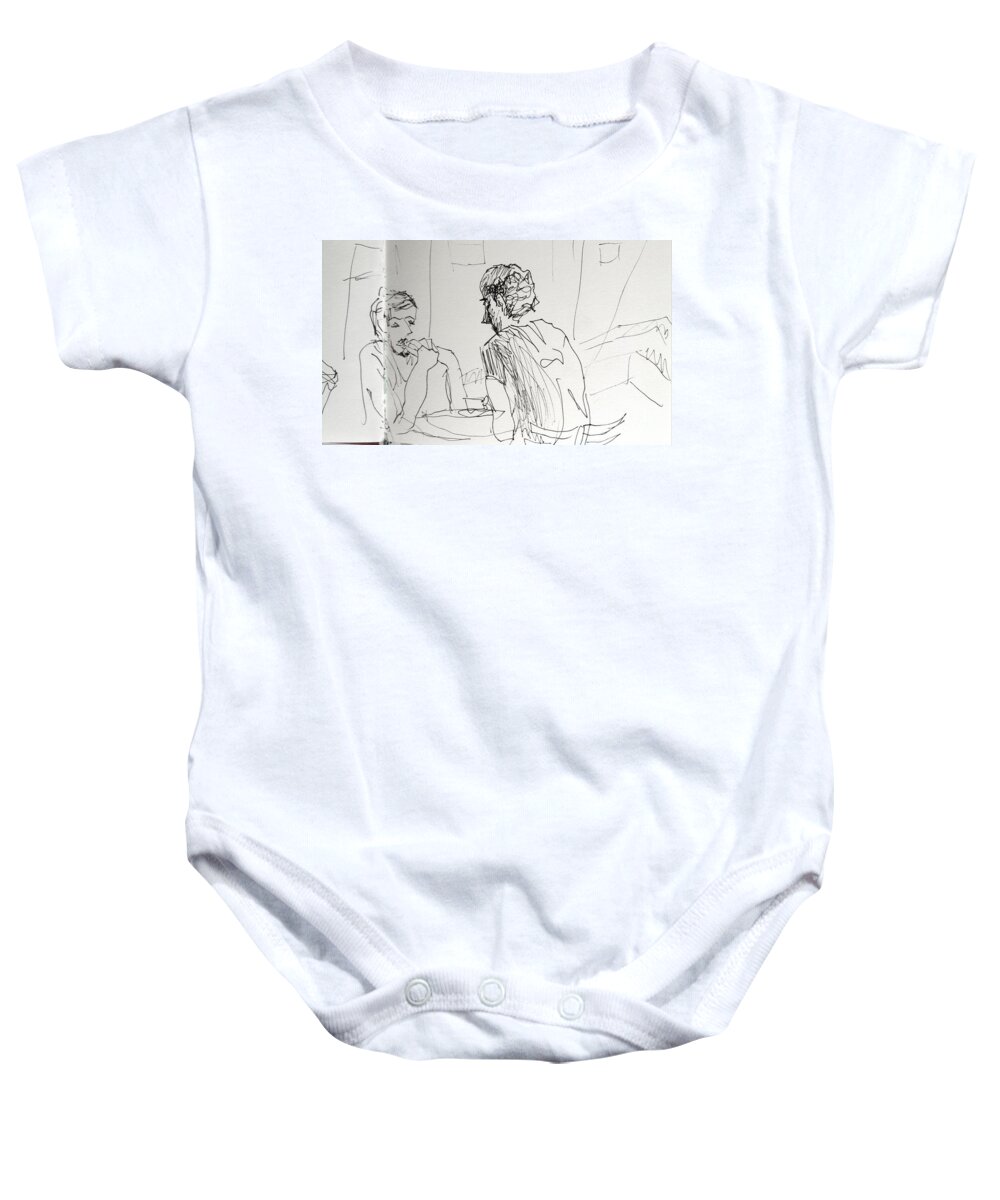  Baby Onesie featuring the drawing Lunchtime Sketch by James McCormack