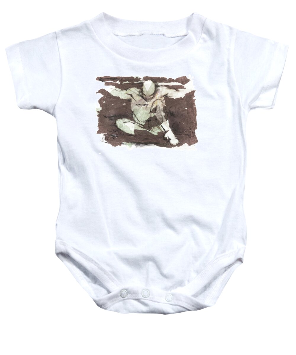 Elegant Baby Onesie featuring the mixed media M. Atlas by Roxanne Dyer