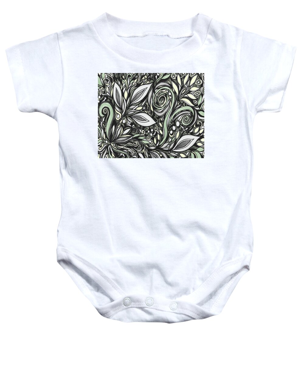 Floral Pattern Baby Onesie featuring the painting Magical Floral Pattern Tiffany Stained Glass Mosaic Decor XI by Irina Sztukowski