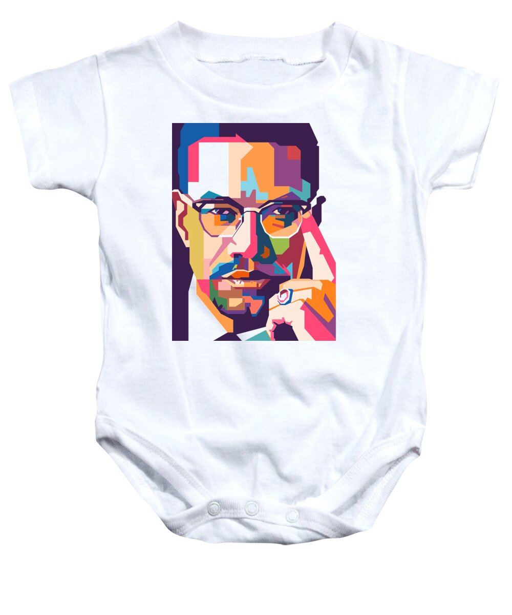 Malcolm X Baby Onesie featuring the digital art Malcolm X by Hantam Rata