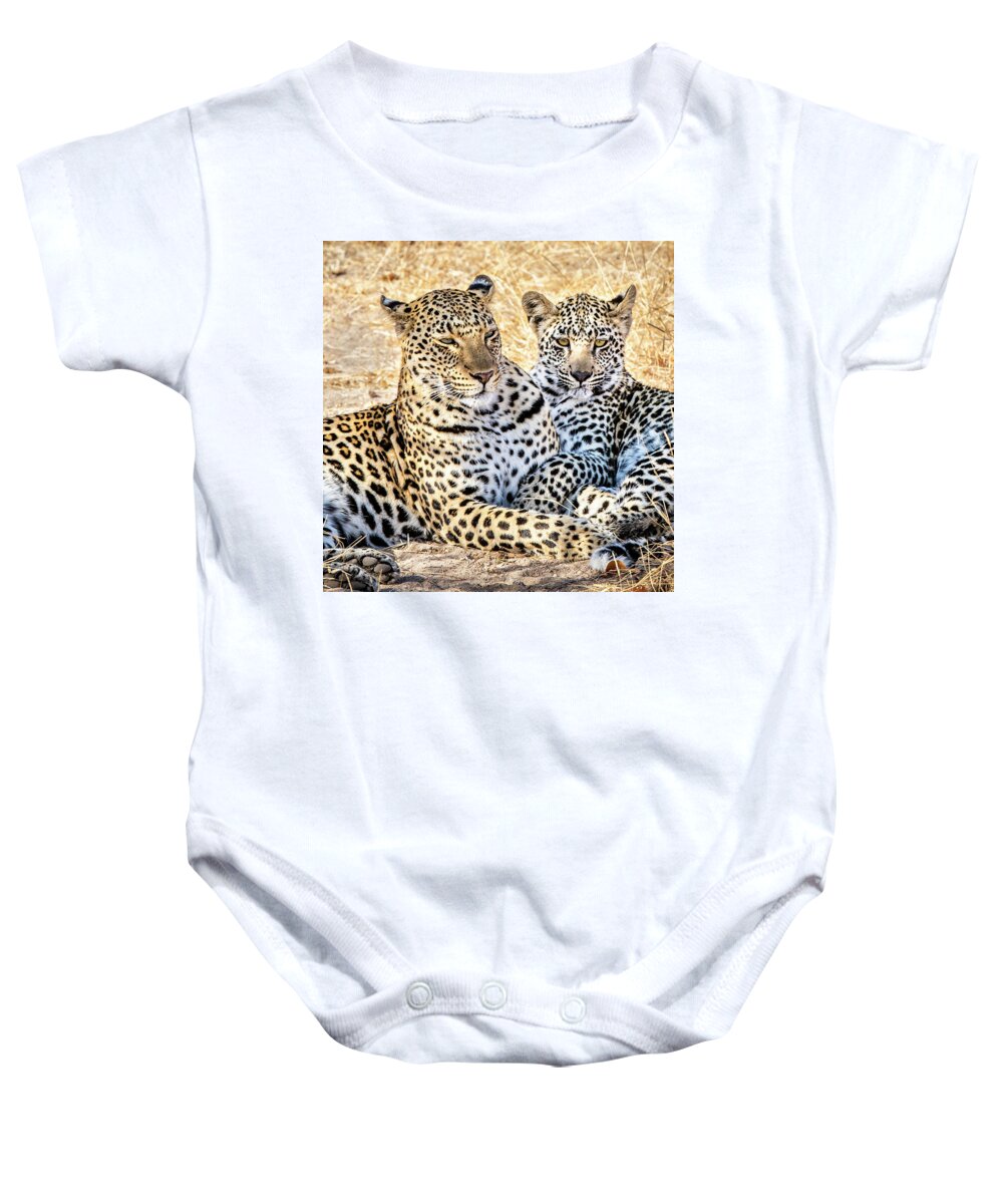 Leopard Baby Onesie featuring the photograph Mama Leopard And Her Cub by Elvira Peretsman