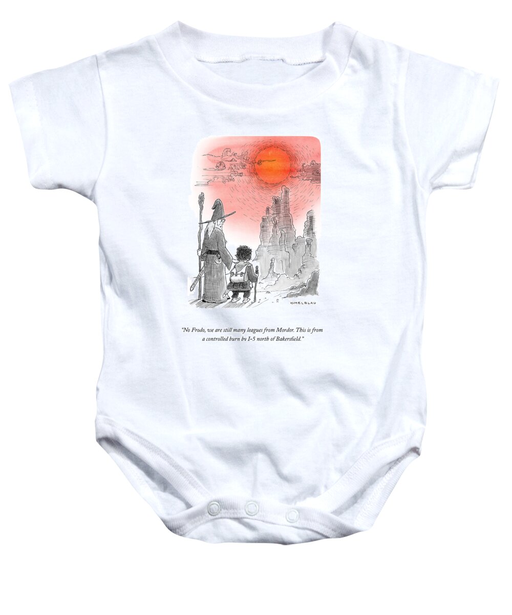 No Baby Onesie featuring the drawing Many Leagues From Mordor by Ed Himelblau
