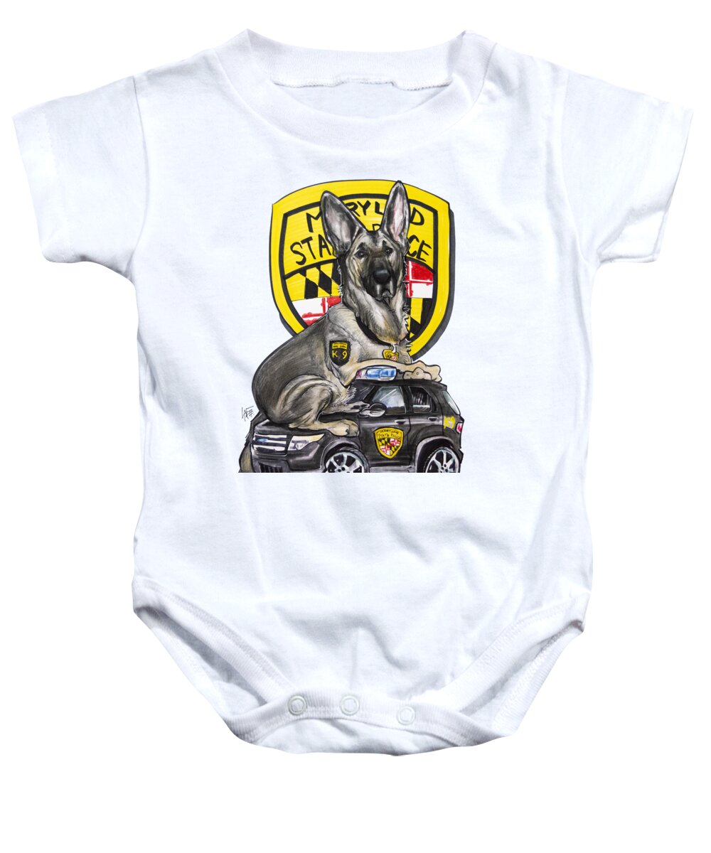 Dog Baby Onesie featuring the drawing Maryland Police German Shepherd 1 by Canine Caricatures By John LaFree