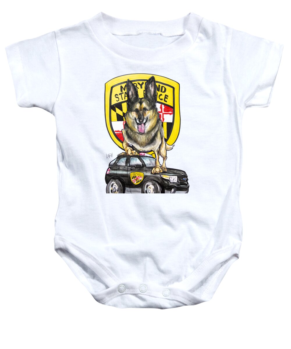 Dog Baby Onesie featuring the drawing Maryland Police German Shepherd 2 by Canine Caricatures By John LaFree