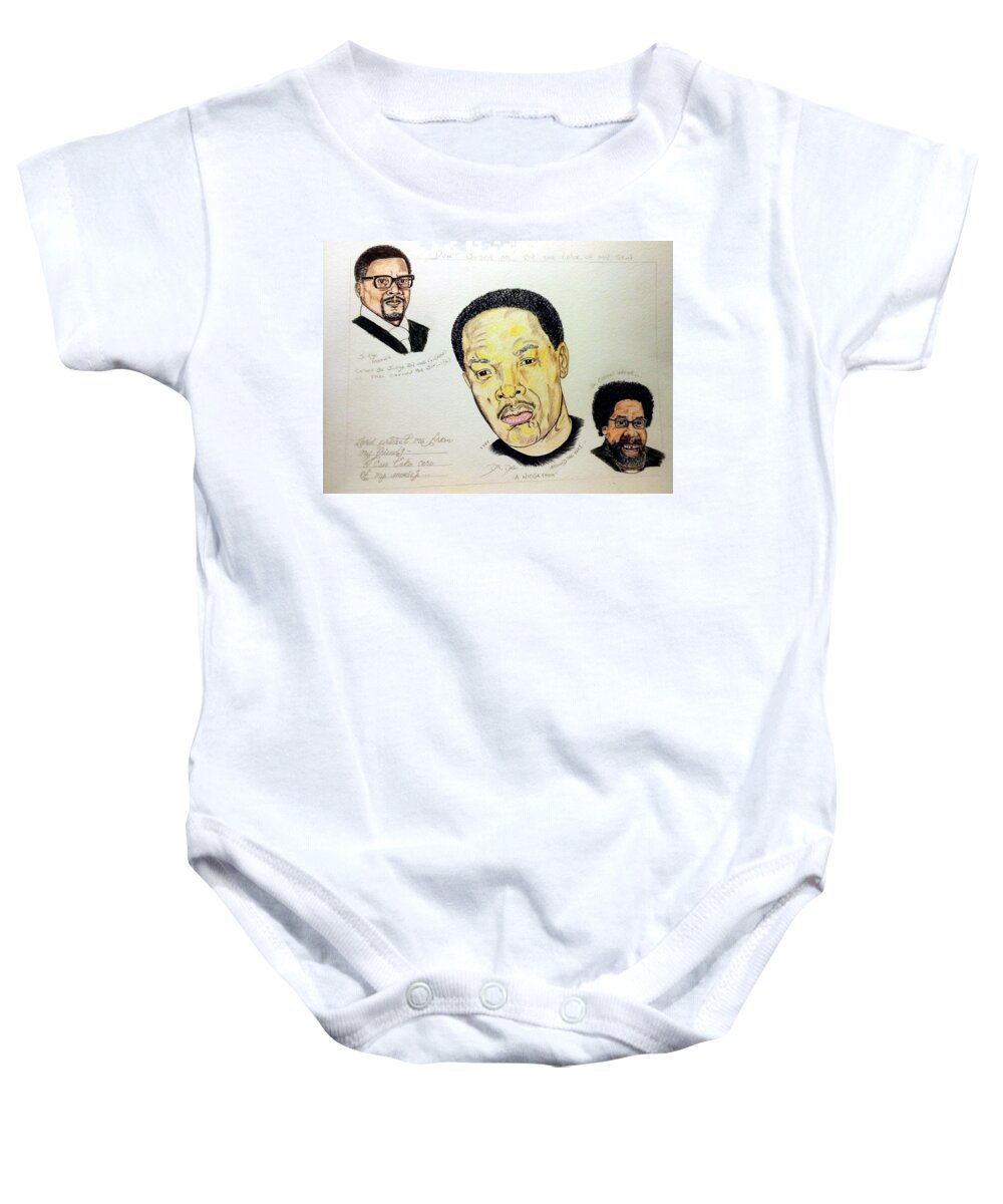 Black Art Baby Onesie featuring the drawing Mathis, Dre, and West by Joedee