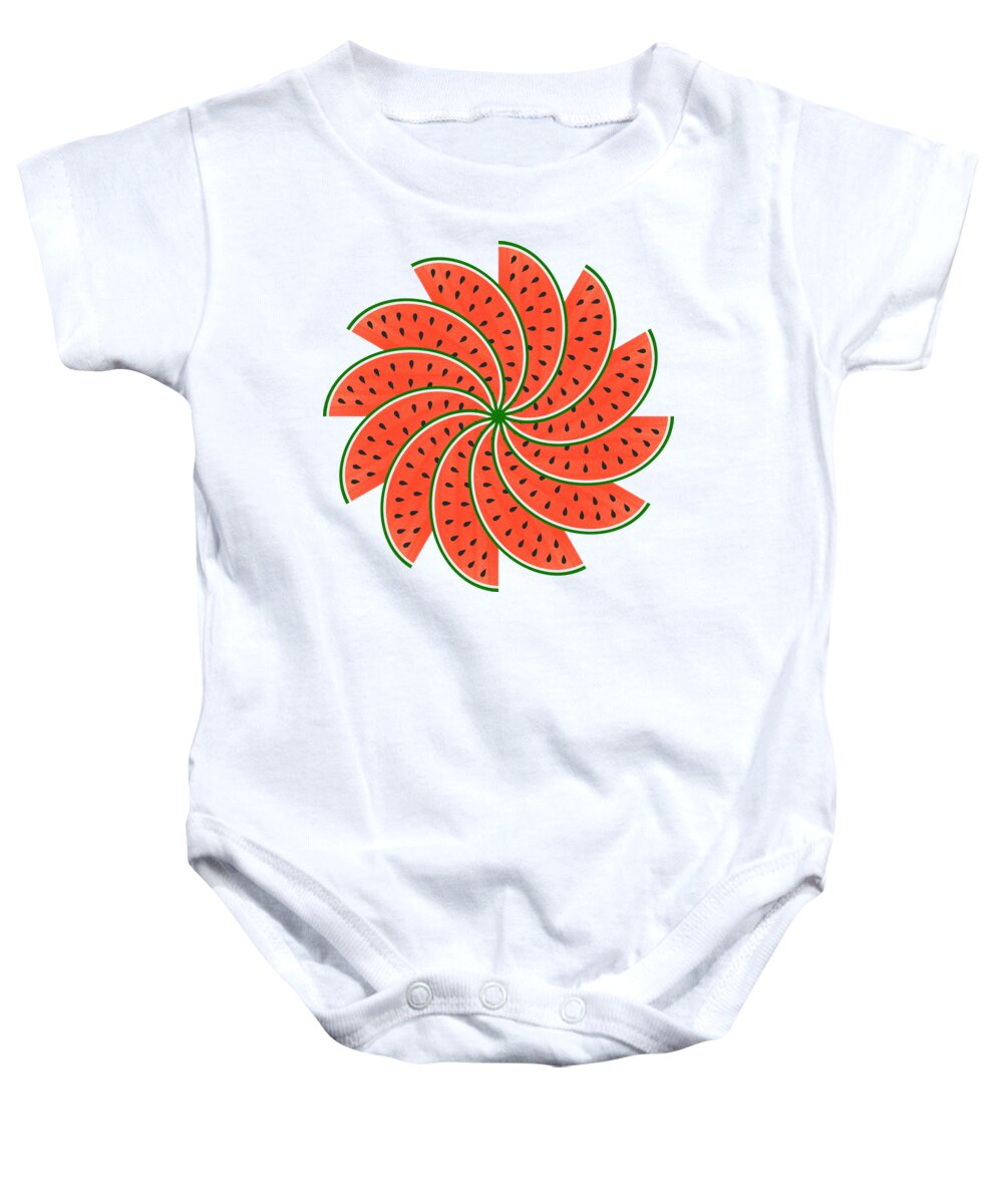Watercolor Baby Onesie featuring the mixed media Melon Go Round by Donna Mibus